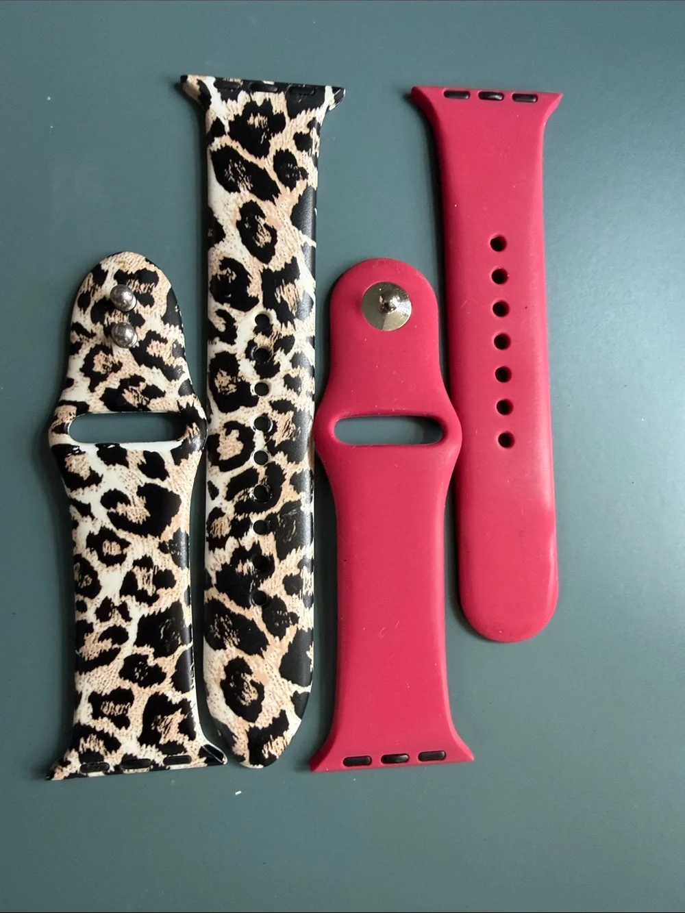 Leopard Print and Berry Silicone Apple Watch Bands
